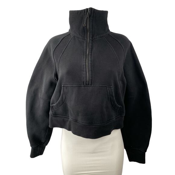 Lululemon Tops - Lululemon Scuba Women's Black Oversized Half Zip Long Sleeve Sweatshirt Top Sz 6